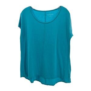 Soft Surroundings Teal Scoop Neck Short Sleeve Soft Pullover Tee Top S